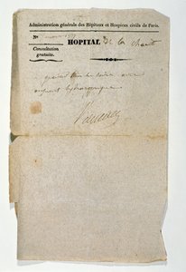 Free prescription from the Hopital de la Charite, Paris, 7th March 1837