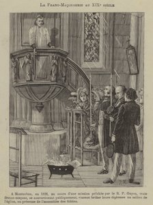 Freemasonry in the 19th Century: three Masons converting and burning their diplomas in a church in Montauban by French School