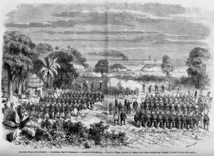 French Colonies (Senegal) 1865: Expedition in Casamance. Battle of Guimbering, Capture of the village, episode of the attack on the dunes occupied by the enemy