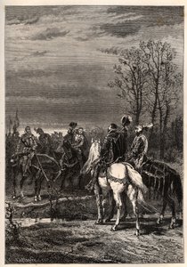 French Religious Wars - October 1569 War of Religion - The Talks preceding the Battle of Moncontour (Henri, Duke of Anjou future Henry III and Gaspard II of Coligny - The Battle of Moncontour (October 1569) - engraving from 