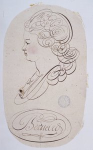 French calligraphy: Portrait of a young person executed by Bernard de Paris around 1780
