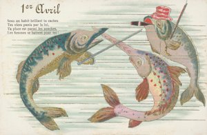 French Card Depicting Fish to Mark April Fool