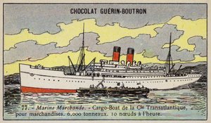 French Cargo Ship of the Compagnie Transatlantique by French School