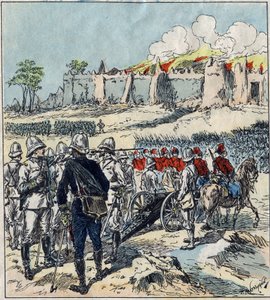 French expedition to Dahomey (present-day Benin). General Dodds forming his columns of attack before Abomey by French School