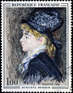 French Stamp with Painting by Auguste Renoir