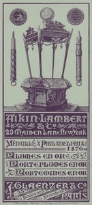 French Trade Card Advertising Aikin Lambert Pens, Penholders and Propelling Pencils by French School