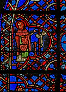 From window w12, the Good Samaritan window, an Apostle by French School