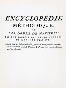 Frontispiece to the Methodical Encyclopedia by Order of Subject Matter, edited by Denis Diderot and Jean Le Rond d