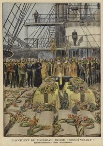Funeral of victims of the accident on board the Russian battleship Sissoi Veliky, 1897 by French School