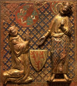 Funeral Plaque: Guy de Meyos Kneels in Front of Saint Louis (Louis IX of France) by French School