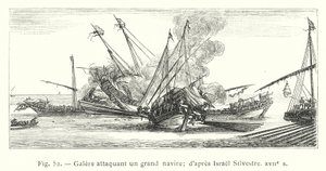 Galley Attacking a Large Ship; after Israel Silvestre, 17th Century by French School