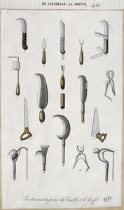 Garden tools for grafting and pruning by French School