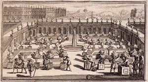 Gardeners working in an orange garden, from Le Parfait Jardinier, ou Instruction pour les Jardins Fruitiers et Potager, by Jean de la Quintinye by French School