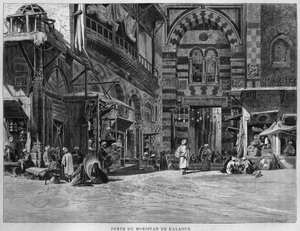 Gate of Biwaristande Qalawim, from LEgypte, by Georg Moritz Ebers, 1881