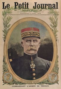 General Petain commanding the army of Verdun, front cover illustration from Le Petit Journal, supplement illustre, 9th April 1916 by French School