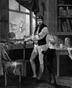 George Stephenson, British Engineer with His Son