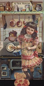 Girl Cooking in Kitchen by French School
