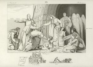 Giving alms to the poor, reign of Chlothar III, King of Neustria and Burgundy, 7th Century by French School