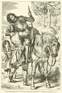 Goetz of Berlichingen, Act V, Goetz Wounded and Assisted by Bohemians (engraving) by French School