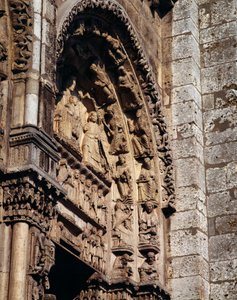 Gothic Art: detail of the tympanum of the royal portal of the Basilica of Notre Dame de Chartres