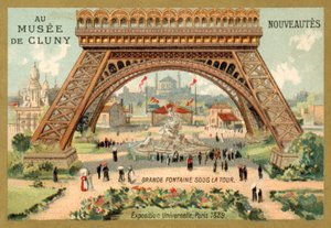 Grand fountain beneath the Eiffel Tower, Exposition Universelle, Paris by French School