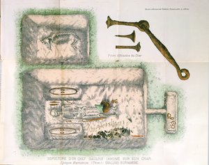 Grave of a Gallic Chieftain buried on his chariot, found at Chalons-sur-Marne 10th March 1904 by Rene Lemoine by French School