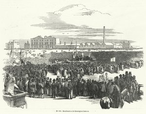 Great meeting of the Chartists on Kennington Common, London by French School