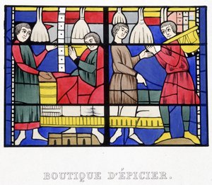Grocer Shop, Facsimile of a Stained Glass from the Middle Ages from 