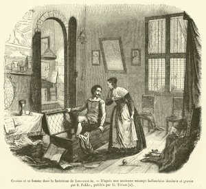 Grotius and His Wife in the Fortress of Louvenstein (engraving) by French School