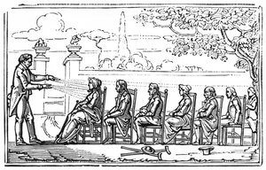 Group magnetic therapy, illustration from Therapeutique Magnetique by Baron du Potet by French School