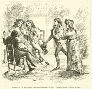 Group Extracted from a Drawing Titled, A Conference of Madame de Stael, Hennin Collection by French School