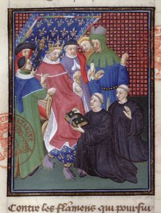 Guillaume de Nangis presents his book to Philippe IV le Bel, king of France (detail)