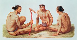 Inhabitants of the Island of Oualan in the Caroline Islands Archipelago by French School