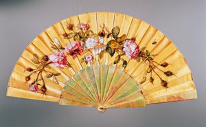 Hand Fan with Roses and Insects