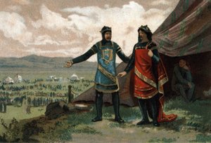 Henry I, King of France (1008-1060) received the Duke of Normandy Robert the Devil (also known as Le Magnifique) and provided him with an army to regain his kingdom.