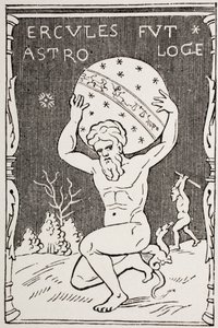 Hercules holding the world on his back while Atlas collects the apples of Hesperides, from 