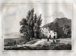 Hermitage of Mount Vesuvius - Vesuvio Engraving from Picturesque Italy - Historical and Descriptive Painting of Italy by M. de Norvins, Ch. Nodier 1834-1836. by French School