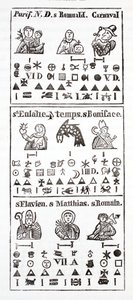 Hieroglyphic Characters in an Almanac by French School