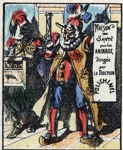 History of Dr. Pulcinella. Wood engraving of Imaging Pellerin - Epinal, late 19th century