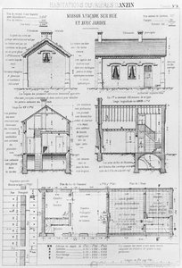 Houses for workers in Anzin, plate 9 from Les habitations ouvrieres en tous pays, situation en 1878, Avenir by Emile Muller and Emile Cacheux, Paris, published 1879 by French School