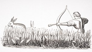 How to Allure the Hare, after a miniature in the 15th century Manuscript of Phoebus, from 