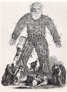 Human sacrifice by Gaulish Druids in a Wicker Man, from Magasin Pittoresque, 1833 by French School