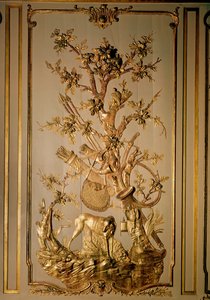 Hunting scene, wood panelling originally from the dining room of the Hotel des Etats du Languedoc by French School