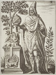 Ideal Portrait of Apollonius of Tyana, from De Divinatione et Magicis Praestigiis by Jean-Jacques Boissard, 1605, published in A History of Magic late 19th century by French School