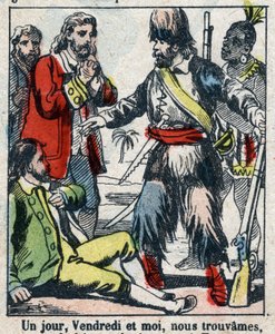 Illustration for the book by Daniel Defoe "Robinson Crusoe"