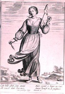Illustration depicting a shepherdess by French School