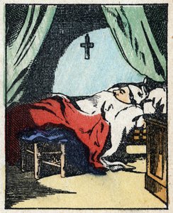 Illustration of the tale “Veridique History of Jeannot Serinet”. Wood engraving of Imagery Pellerin - Epinal, late 19th century.