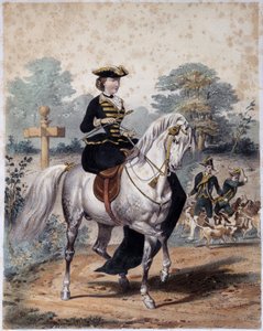 Empress Eugenia in hunting outfit. Anonymous engraving, circa 1860