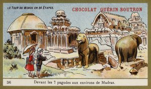 In front of the seven temples in the area of Madras by French School