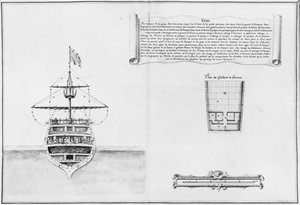 Inner prow of a vessel, illustration from the Atlas de Colbert, plate 46 by French School